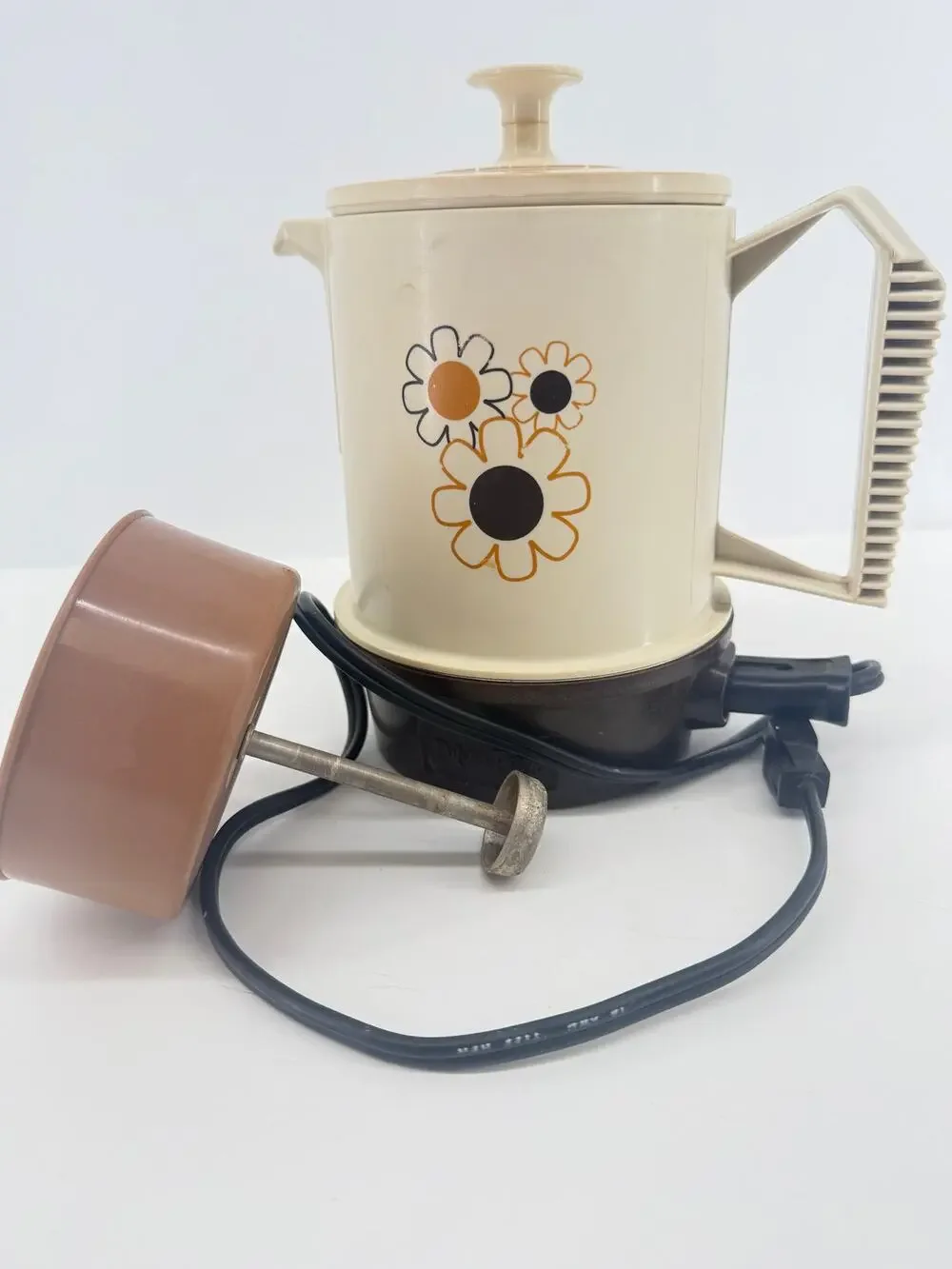 Vintage Regal Poly Perk 4 Cup Electric Coffee Percolator Retro Daisy MCM Works